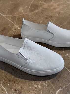 SHEIN White Slip-On Leather-Look Women's Sneakers